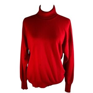 Cashmeres Red Cashmere Turtleneck Long Sleeve Sweater Size L Soft Luxury Classic